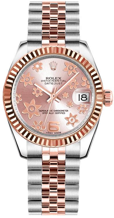 rolex rosa zifferblatt mit blumen|rolex datejust 31 modell.